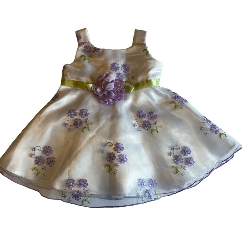 Sweet Heart Rose Spring Dress Toddler Girl 12 Months White Embroidered‎ Flowers